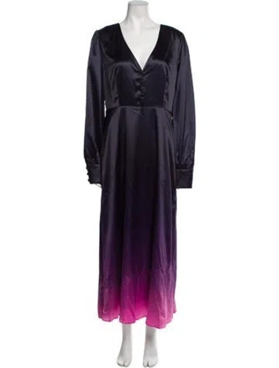 Pre-owned Olivia Rubin Plunge Neckline Long Dress In Blue