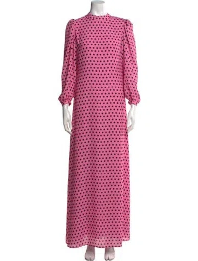 Pre-owned Olivia Rubin Polka Dot Print Long Dress In Pink