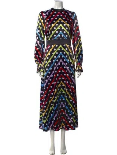Pre-owned Olivia Rubin Polka Dot Print Long Dress W/ Tags In Black