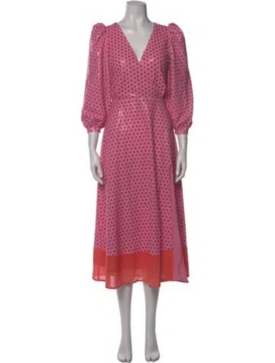 Pre-owned Olivia Rubin Polka Dot Print Long Dress W/ Tags In Pink