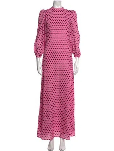 Pre-owned Olivia Rubin Polka Dot Print Long Dress W/ Tags In Pink
