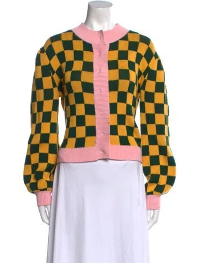 Pre-owned Olivia Rubin Printed Crew Neck Sweater In Yellow