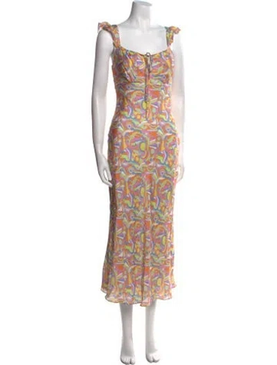 Pre-owned Olivia Rubin Printed Long Dress In Multi