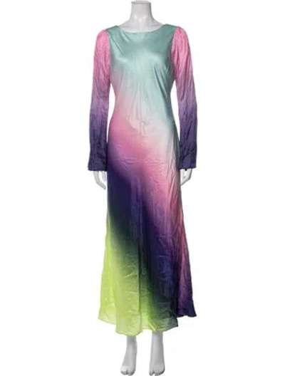 Pre-owned Olivia Rubin Printed Long Dress In Pink