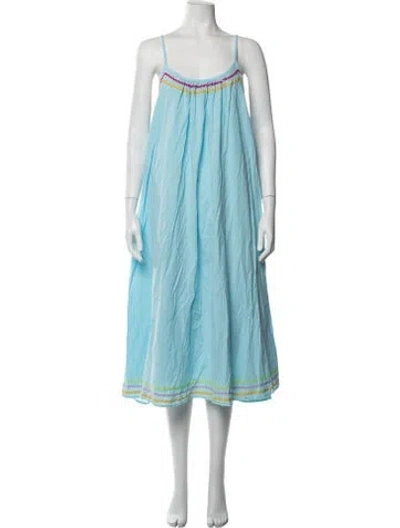 Pre-owned Olivia Rubin Printed Midi Length Dress In Blue
