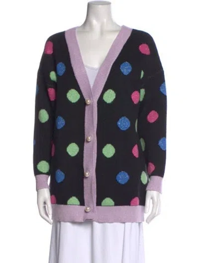 Pre-owned Olivia Rubin Printed V-neck Sweater In Black