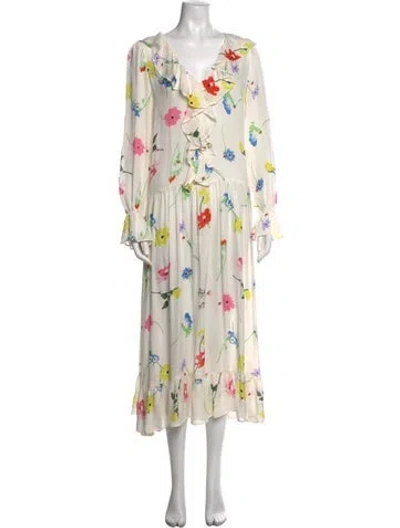 Pre-owned Olivia Rubin Silk Long Dress In Neutrals