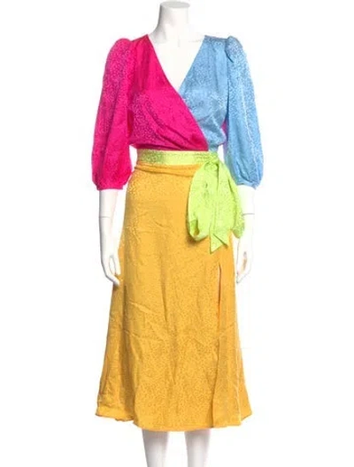 Pre-owned Olivia Rubin Silk Midi Length Dress In Multi