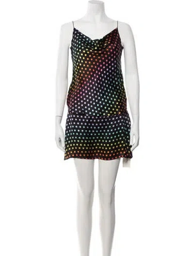Pre-owned Olivia Rubin Silk Polka Dot Print Skirt Set In Black