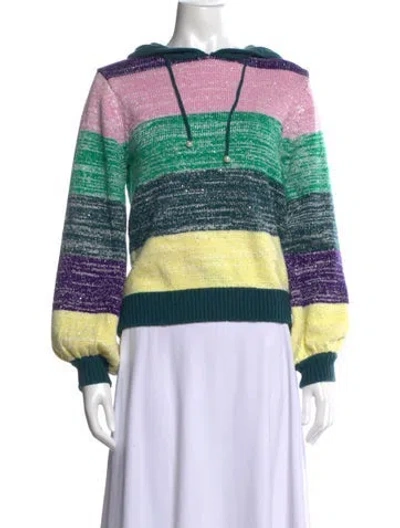 Pre-owned Olivia Rubin Striped Crew Neck Sweater In Green