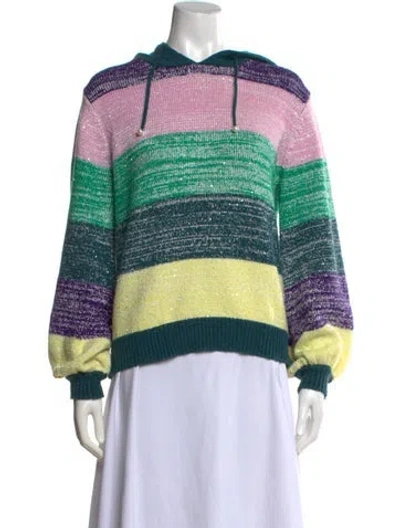 Pre-owned Olivia Rubin Striped Crew Neck Sweater In Purple