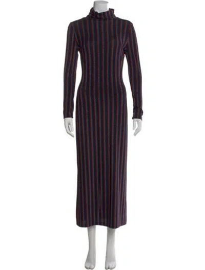 Pre-owned Olivia Rubin Striped Long Dress In Blue