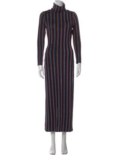 Pre-owned Olivia Rubin Striped Long Dress In Blue