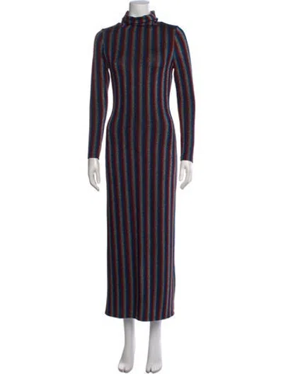 Pre-owned Olivia Rubin Striped Long Dress In Blue