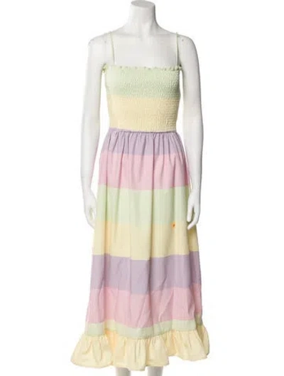 Pre-owned Olivia Rubin Striped Long Dress In Green