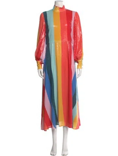 Pre-owned Olivia Rubin Striped Long Dress In Multicolor