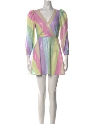 Pre-owned Olivia Rubin Striped Long Dress In Pink