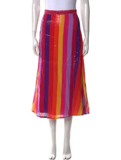 Pre-owned Olivia Rubin Striped Midi Length Skirt In Pink