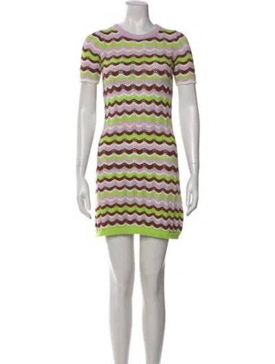 Pre-owned Olivia Rubin Striped Mini Dress In Green