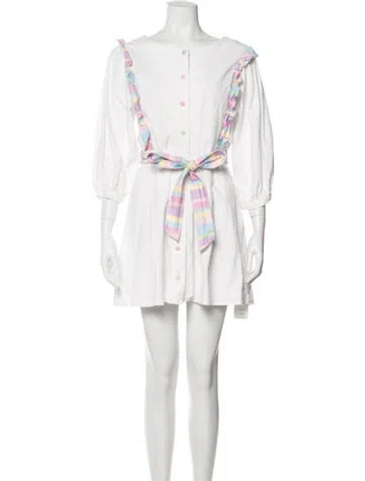 Pre-owned Olivia Rubin Striped Mini Dress In White