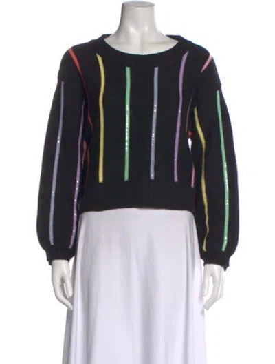 Pre-owned Olivia Rubin Striped Scoop Neck Sweater In Black