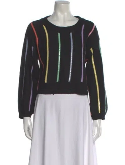 Pre-owned Olivia Rubin Striped Scoop Neck Sweater In Gray