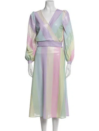 Pre-owned Olivia Rubin Striped Sequin Embellishments Skirt Set In Green/purple