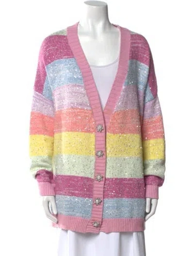 Pre-owned Olivia Rubin Striped V-neck Sweater In Blue