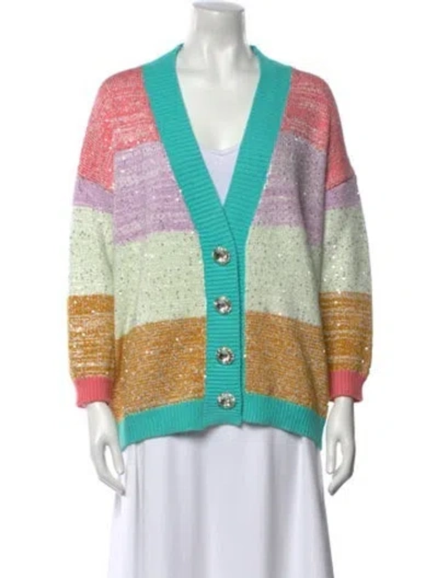 Pre-owned Olivia Rubin Striped V-neck Sweater In Blue