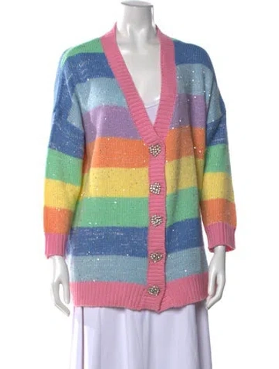 Pre-owned Olivia Rubin Striped V-neck Sweater In Blue