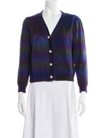 Pre-owned Olivia Rubin Striped V-neck Sweater In Blue