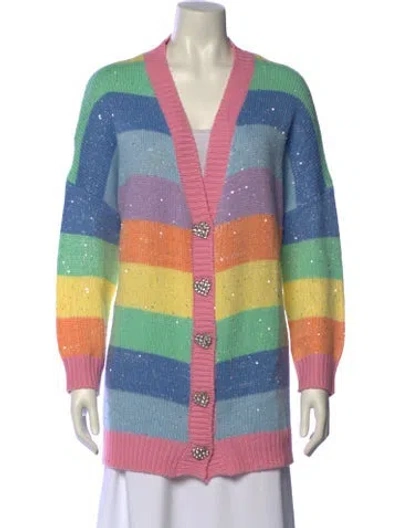 Pre-owned Olivia Rubin Striped V-neck Sweater In Multi