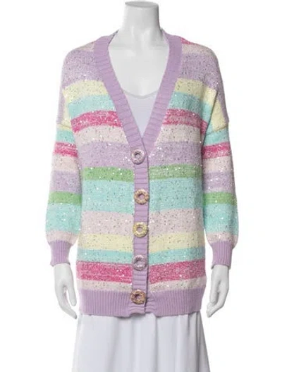 Pre-owned Olivia Rubin Striped V-neck Sweater In Multi