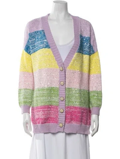 Pre-owned Olivia Rubin Striped V-neck Sweater In Multi