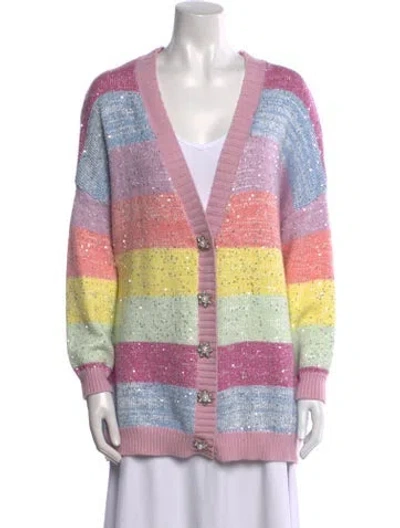 Pre-owned Olivia Rubin Striped V-neck Sweater In Pink