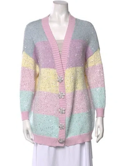 Pre-owned Olivia Rubin Striped V-neck Sweater In Pink