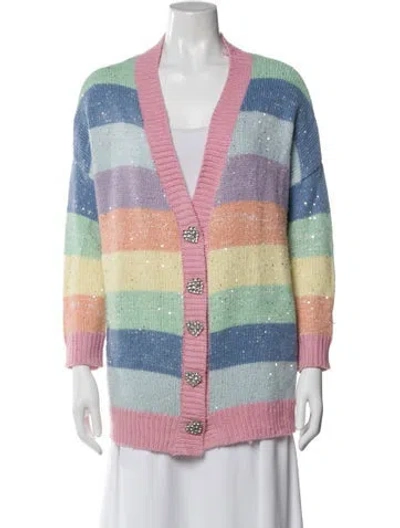 Pre-owned Olivia Rubin Striped V-neck Sweater In Pink