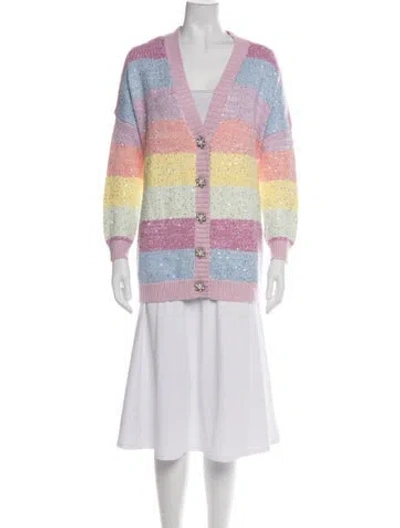Pre-owned Olivia Rubin Striped V-neck Sweater In Pink