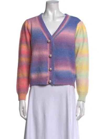 Pre-owned Olivia Rubin Striped V-neck Sweater In Pink