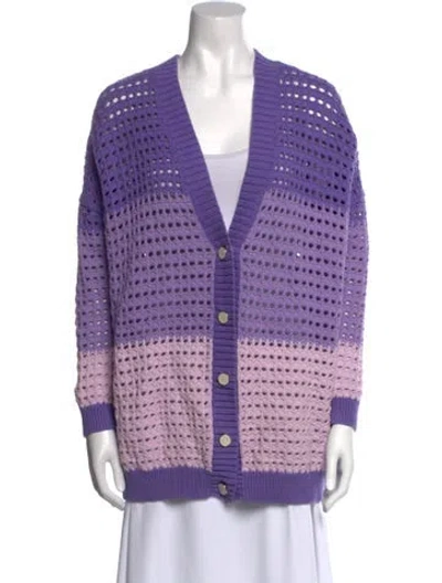 Pre-owned Olivia Rubin Striped V-neck Sweater In Purple