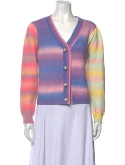 Pre-owned Olivia Rubin Striped V-neck Sweater In Purple