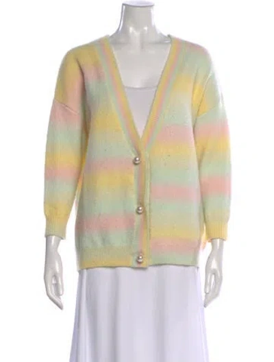 Pre-owned Olivia Rubin Striped V-neck Sweater In Yellow