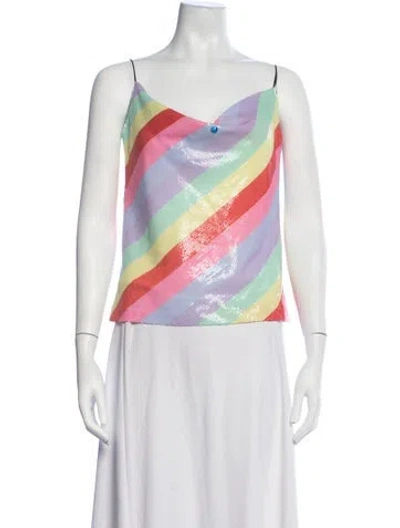 Pre-owned Olivia Rubin Striped V-neck Top In Multicolor