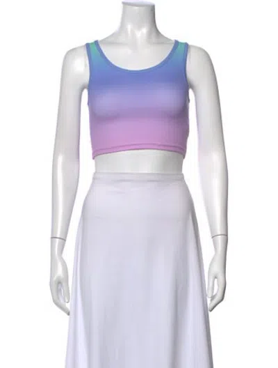 Pre-owned Olivia Rubin Tie-dye Print Crew Neck Crop Top In Purple/white