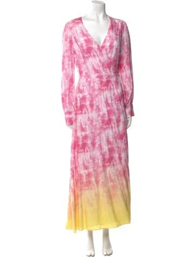 Pre-owned Olivia Rubin Tie-dye Print Long Dress In Pink