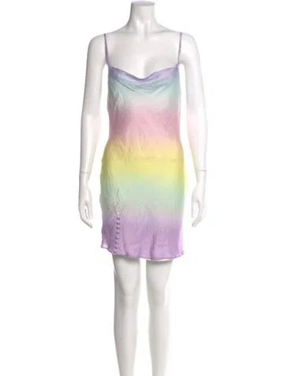 Pre-owned Olivia Rubin Tie-dye Print Mini Dress In Purple