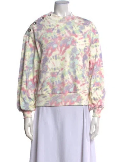 Pre-owned Olivia Rubin Tie-dye Print Mock Neck Sweatshirt W/ Tags In White
