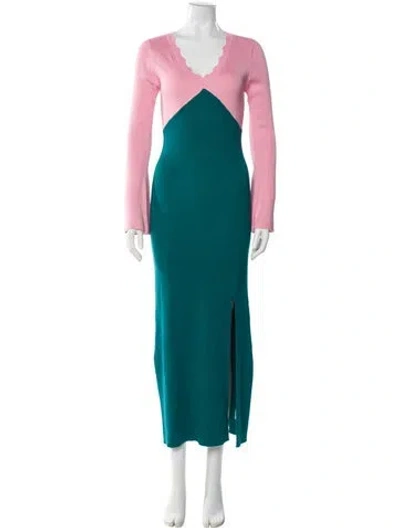 Pre-owned Olivia Rubin V-neck Long Dress W/ Tags In Blue