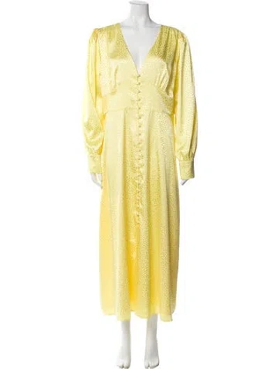 Pre-owned Olivia Rubin V-neck Long Dress In Yellow