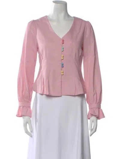 Pre-owned Olivia Rubin V-neck Long Sleeve Blouse In Pink